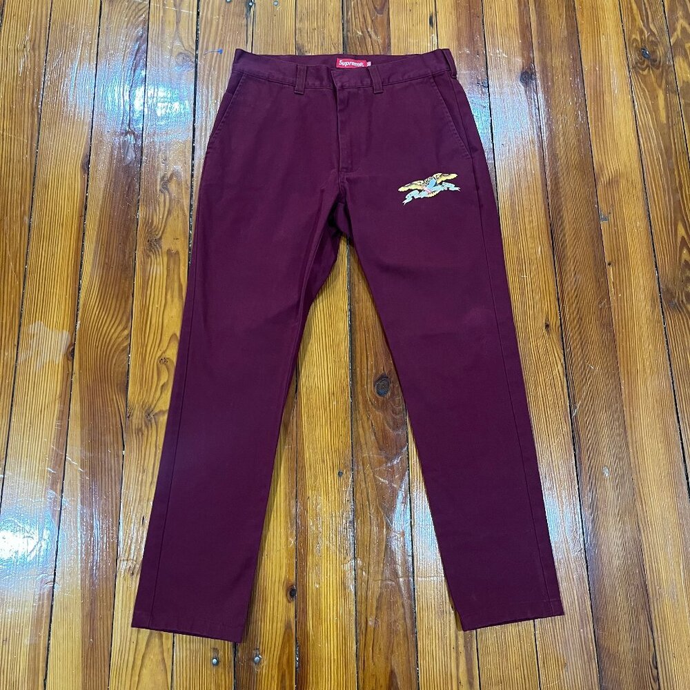 Supreme x Anti Hero Skate Work Pants Burgundy Men's Size 30
